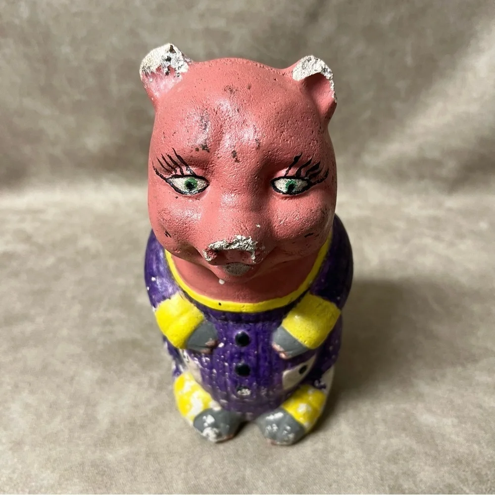 Vintage Heavy Door Stopper Antique Piggy *Has Wear * See Pics Still Beautiful